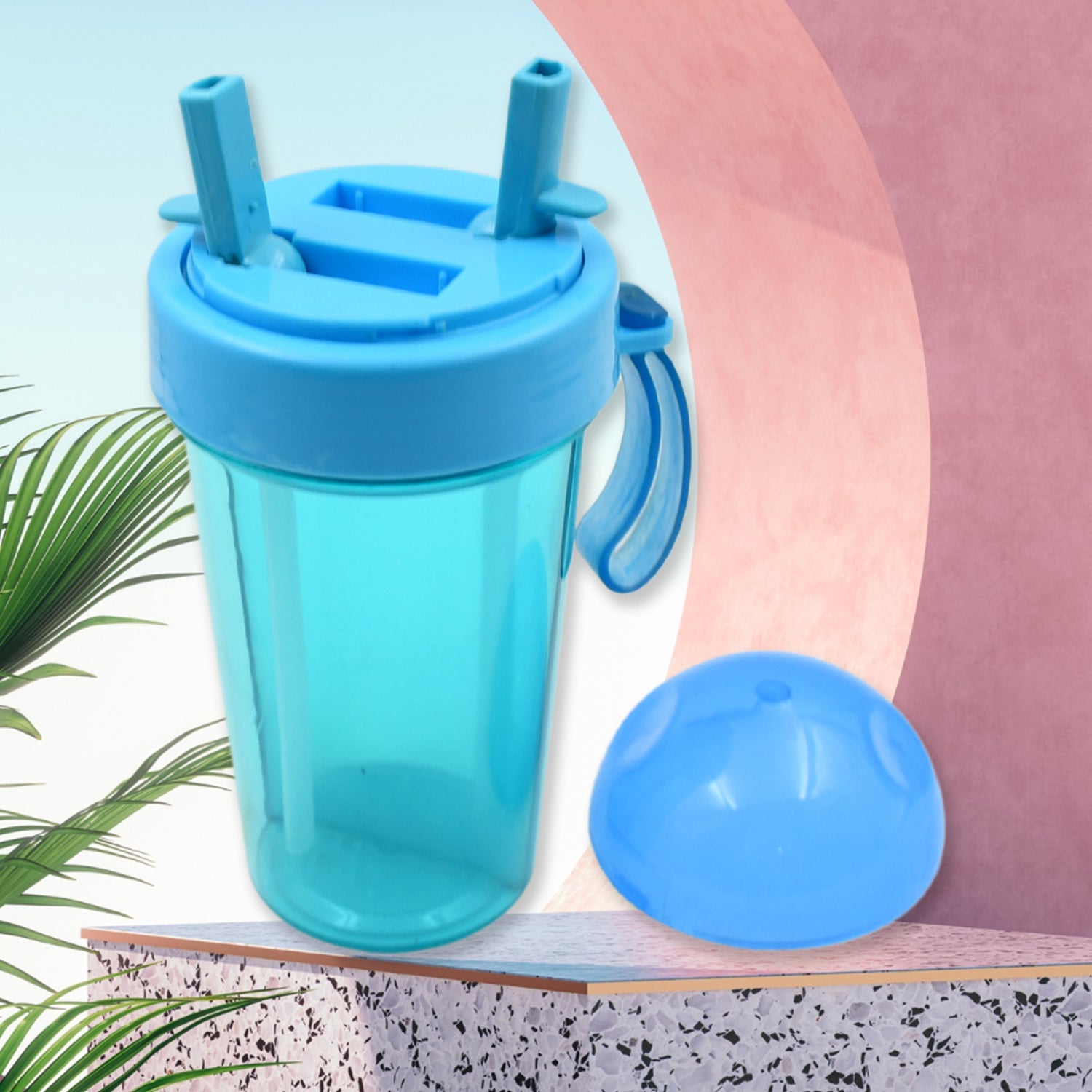 2 Drinks in 1 Cup Water Bottle, Stable Sturdy Dual Use Bottle 2 Straws for Shopping Travel for Outdoor Activities (1 Pc) 2 Drinks in 1 Cup Water Bottle, Stable Sturdy Dual Use Bottle 2 Straws for Shopping Travel for Outdoor Activities (1 Pc)